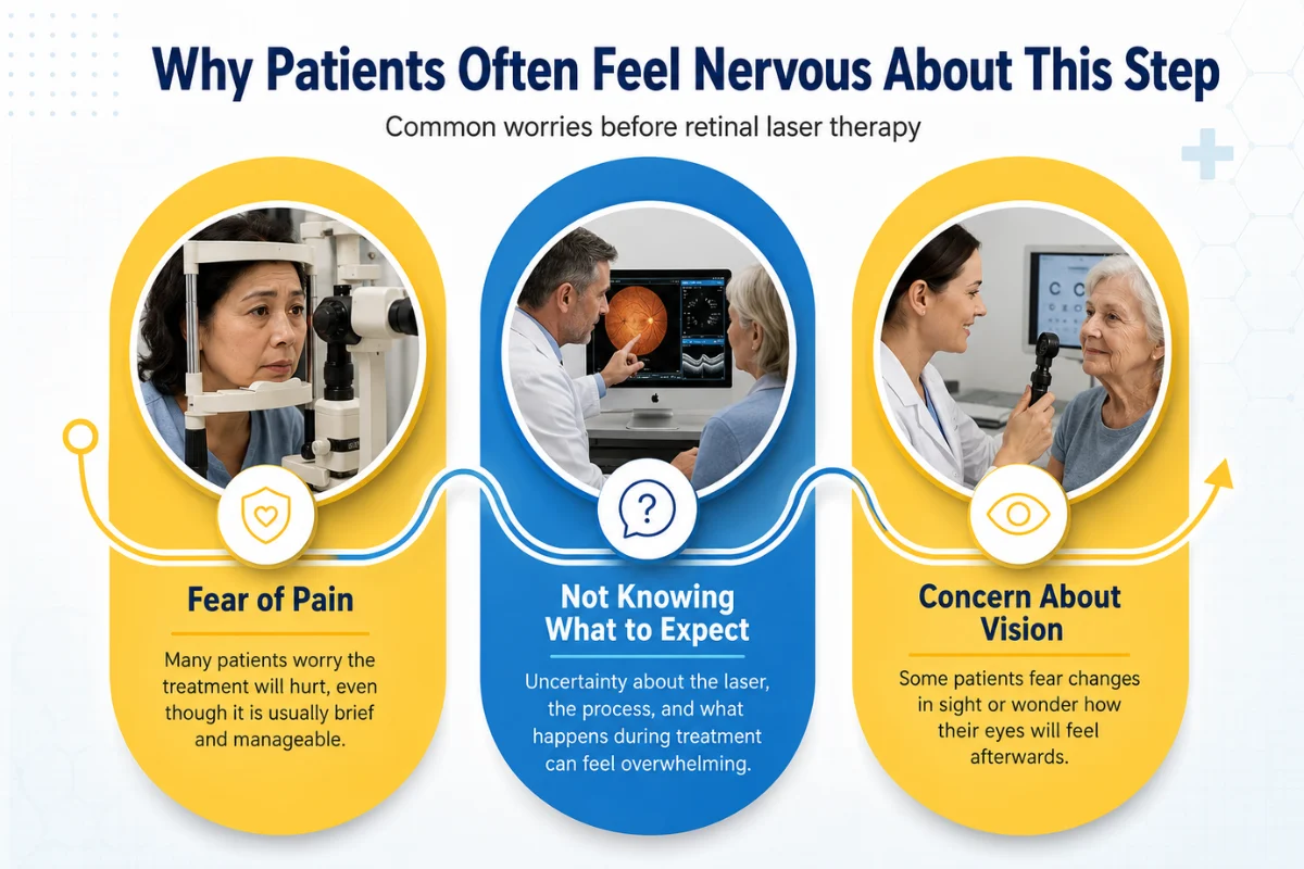 Steroids vs. Immunosuppressants: Which Is Best for Uveitis Treatment? 2 Common patient concerns before retinal laser therapy, including pain, vision changes, and treatment expectations.